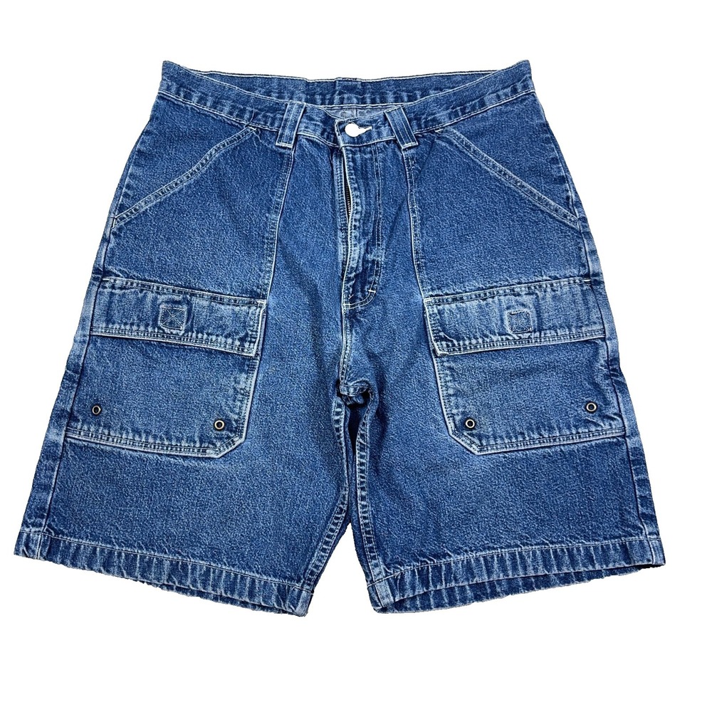Vintage Y2K Wrangler Shorts Men 32 Cargo‎ Baggy Skate Jorts Work Wear Med Wash